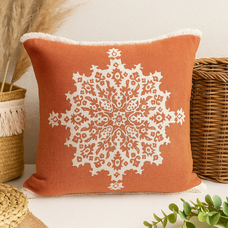 Housse de coussin en coton tissé à la main, Housse avec insert en polyester