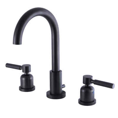 Kingston Brass Kaiser Two-Handle 3-Hole Deck Mount Widespread Bathroom Faucet with Brass Pop-Up Drain