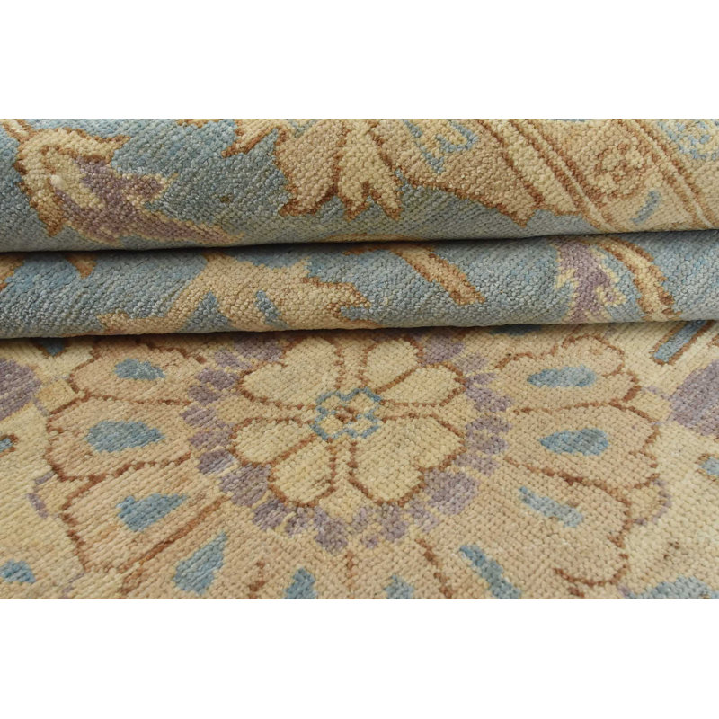 One-of-a-Kind Rectangle 8'2" X 10'1" New Age Wool Area Rug in Blue/Beige