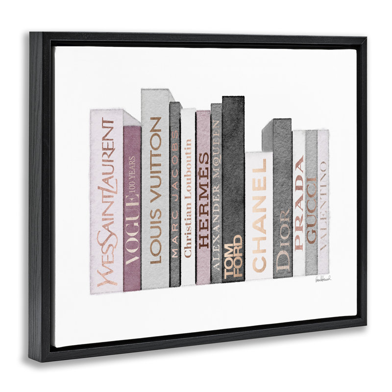 Art mural sur toile aquarelle rose et gris par Amanda Greenwood, Cadre flottant noir de jais, H 17 po x l 21 po x P 1,7 po