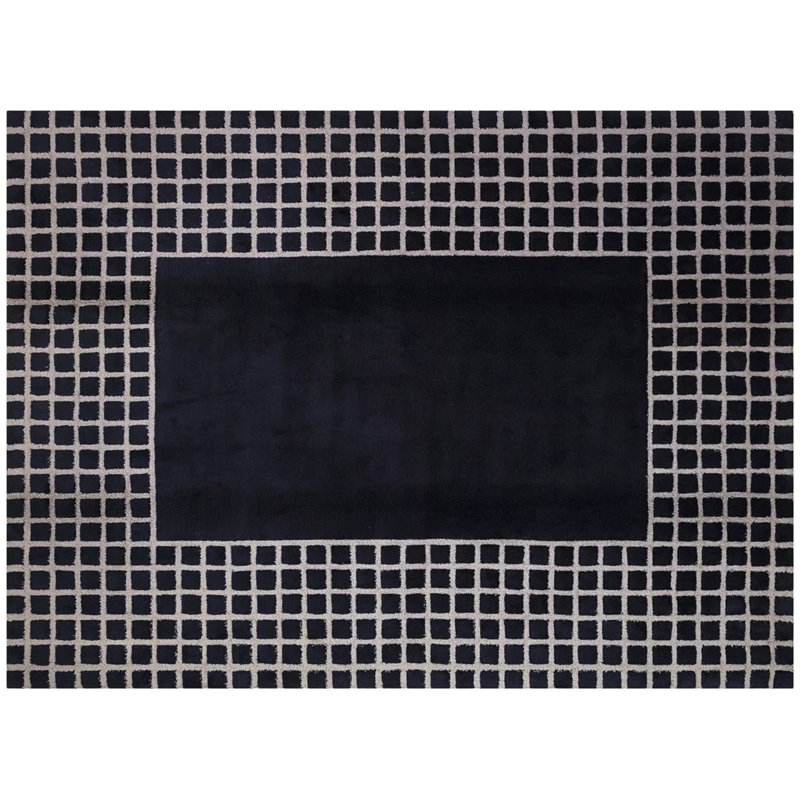 Tapis touffeté à motif géométrique spécial en viscose tissé à la machine à motif géométrique noir