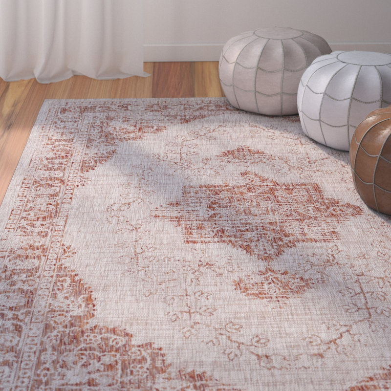 Tapis intérieur/extérieur orange brûlée Summey, Rectangle 5 pi 3 po x 7 pi 6 po