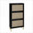 Shoe Storage Cabinets | 3-Door Freestanding Modern Engineered Rattan Shoe Organizer | Gold Handles | Particle Board | Entryway-2086957845