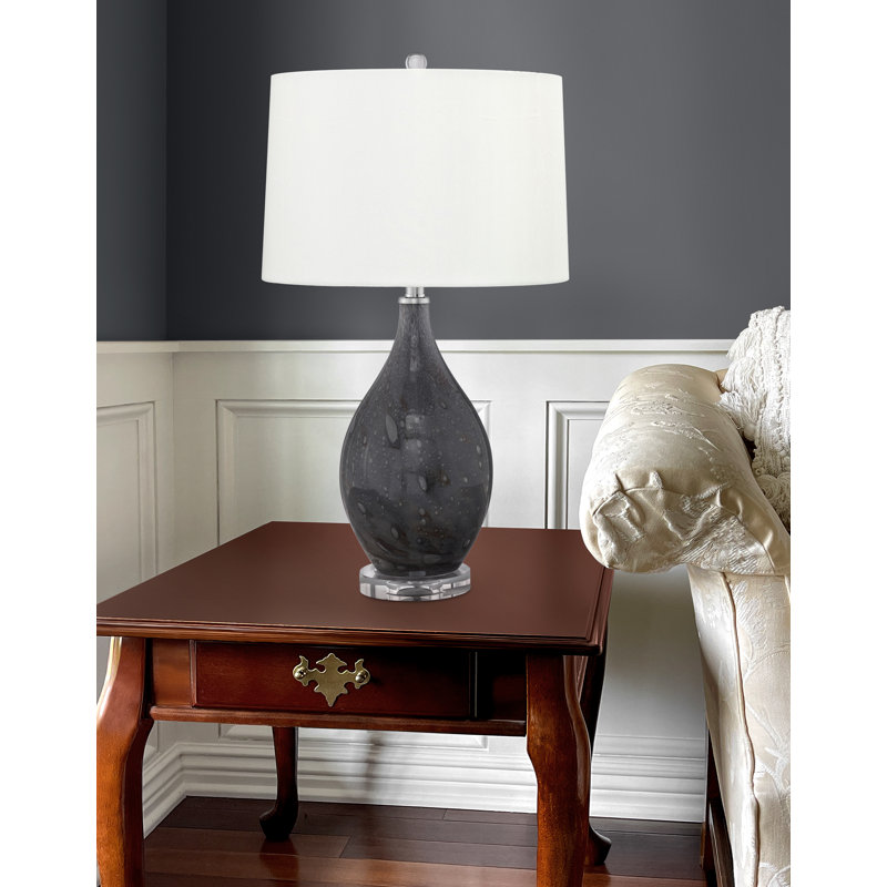 Lampe de table en verre bullé gris 28 po Bolzano