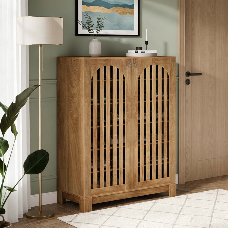 6-Tier Shoe Cabinet Entryway Shoe Storage Rack With Airy Doors