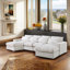 Canapé modulaire en mélange de lin avec 2 repose-pieds en forme de U Tatman-2123427001