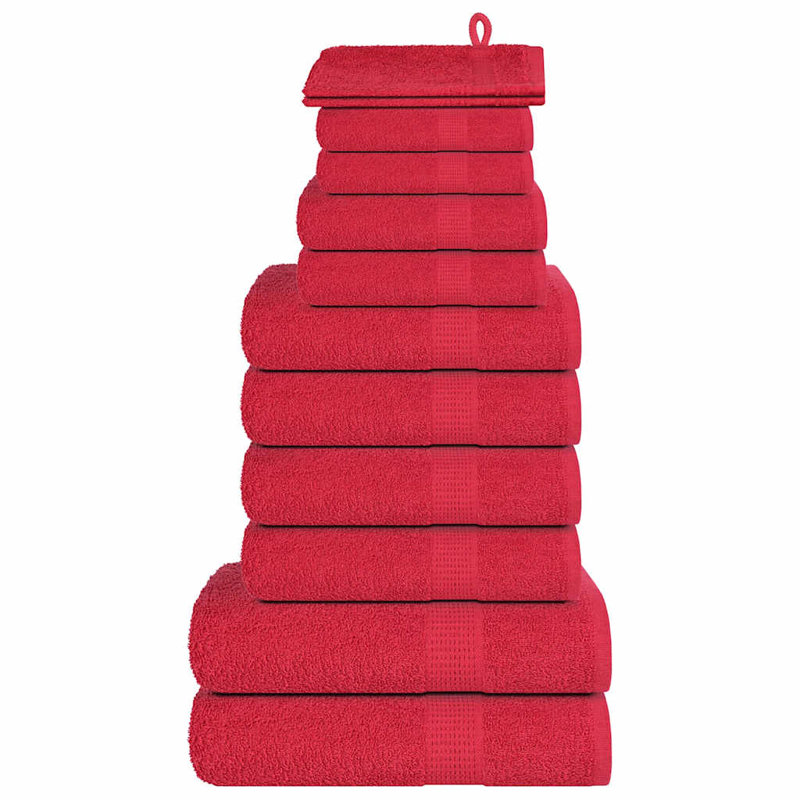 Towel Set 360 Gsm 100% Cotton, Red, 12 Piece Towel Set