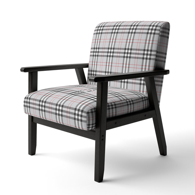 Fauteuil d'appoint en velours à carreaux gris