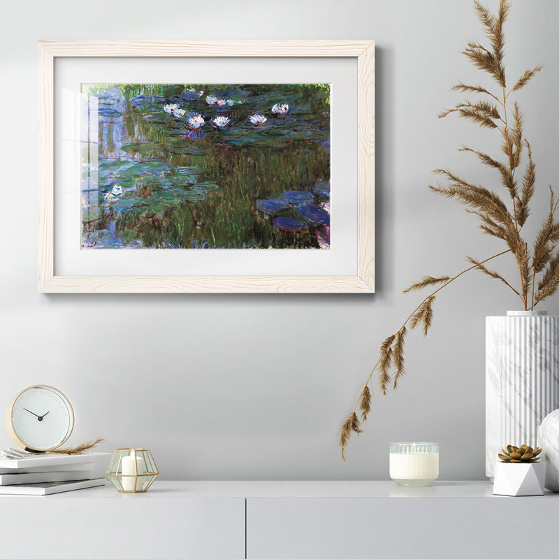 «Water Lillies # 3» par Monet, reproduction d'art encadrée, Blanc, H 14 po x l 20 po x P 1,5 po