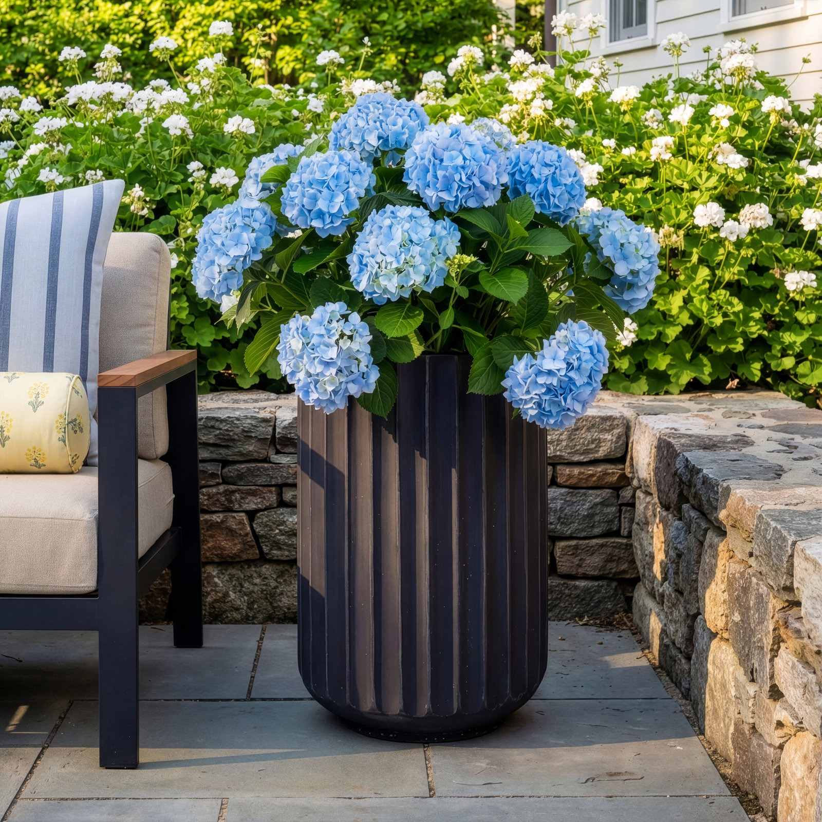 Allenville Pot Planter, Black, 22.5" H x 17" W x 17" D