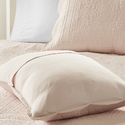 3 Piece King/ King Quilt - Blush, Scalloped Edge, 90% Cotton Filling, Microfiber For Microfiber, Cotton,