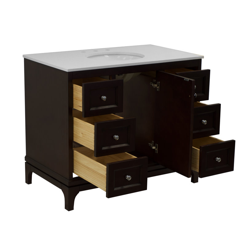 Lafreniere 42'' Single Bathroom Vanity with Top, Carrara Marble, Chocolate