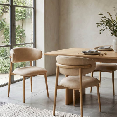 Olimpio Upholstered Dining Chair - Natural Beige Leather