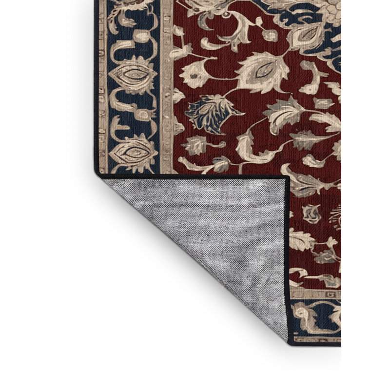 Tapis persan noir lavable à la machine, Carré 3 pi