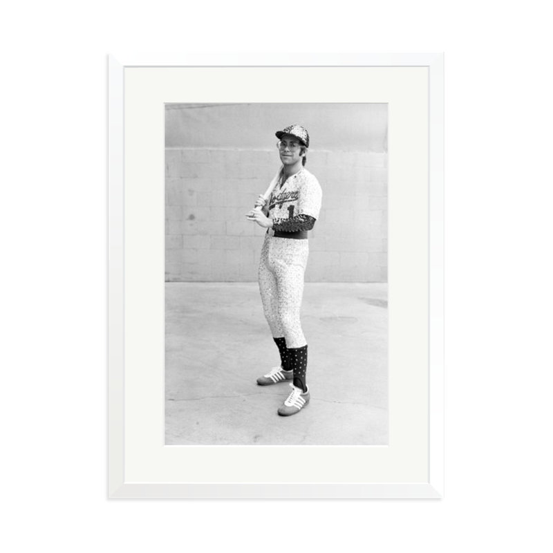 Elton John in the Dodgers Uniform, 31" H x 23" W, White