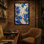 Plantes et fleurs, fleurs bleues, branches dorées, conception artistique