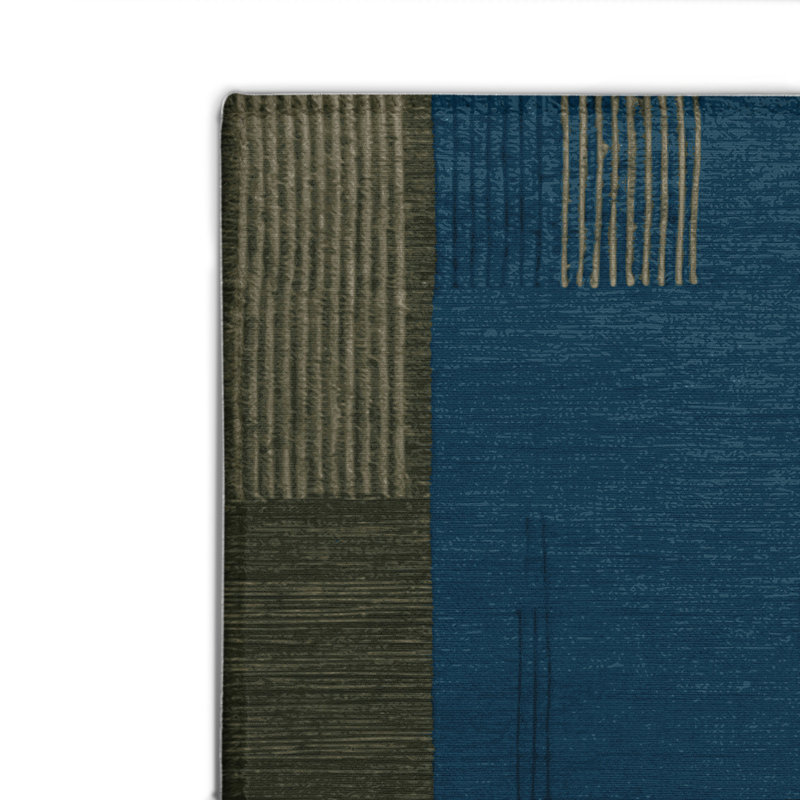 Tapis d'intérieur et d'extérieur à carreaux bleu, Rectangulaire 2 pi x 3 pi