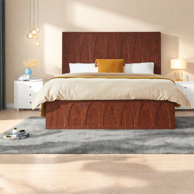 Lits avec rangement, structure en bois aggloméré grand lit, chambre à coucher de style campagne moderne
