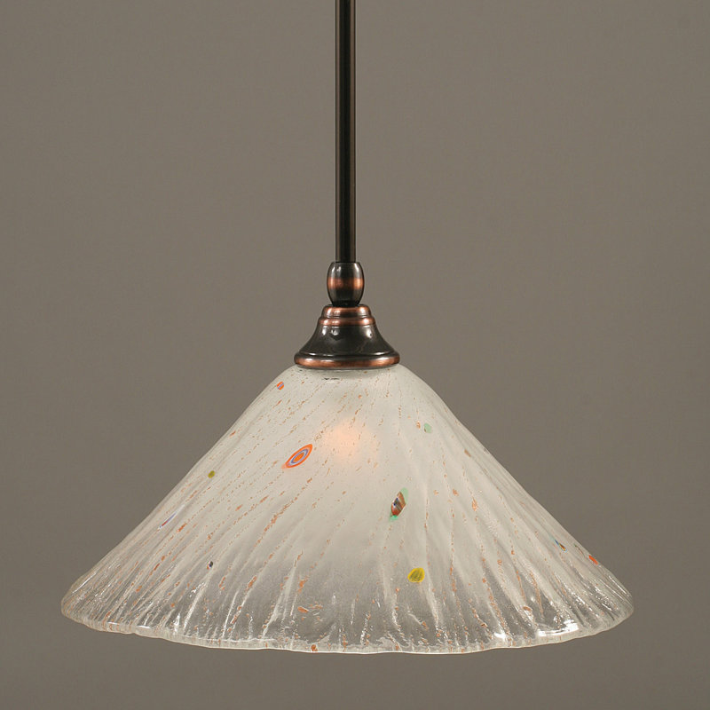 Mini-luminaire suspendu avec tige en cristal givré 12 po, Cuivre noir