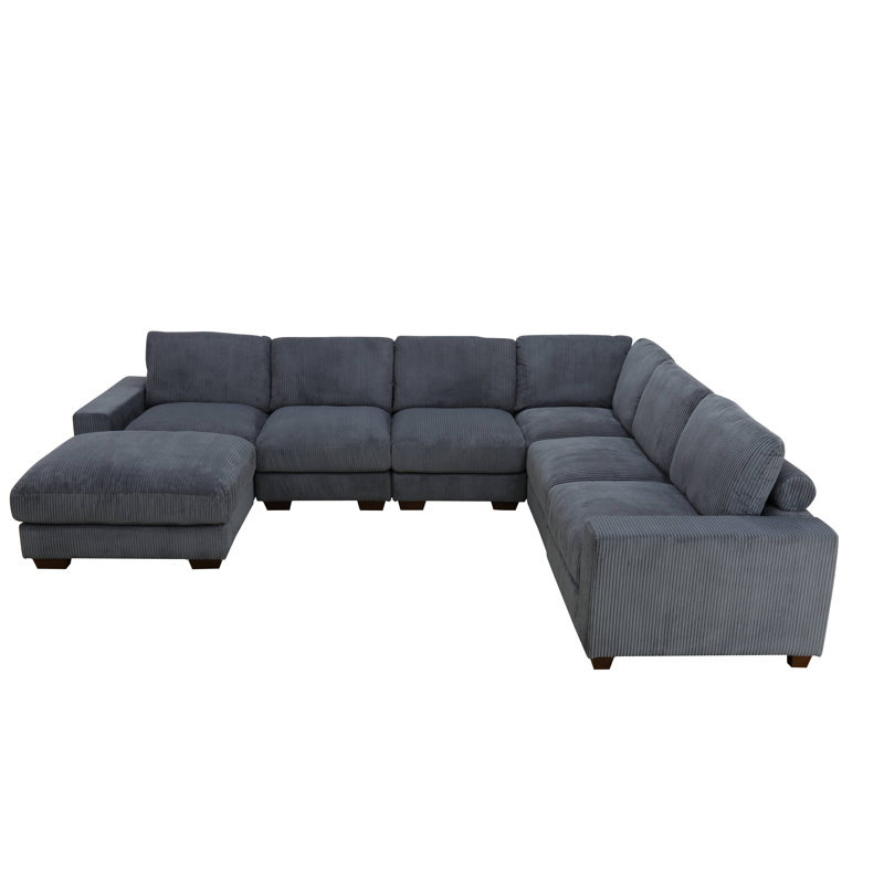 Canapé modulaire en U en velours côtelé l 123 po Caseylee