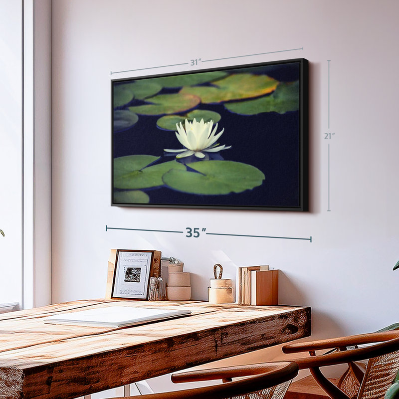 Floral et botanique «Lotus et feuilles», H 21 po x l 31 po
