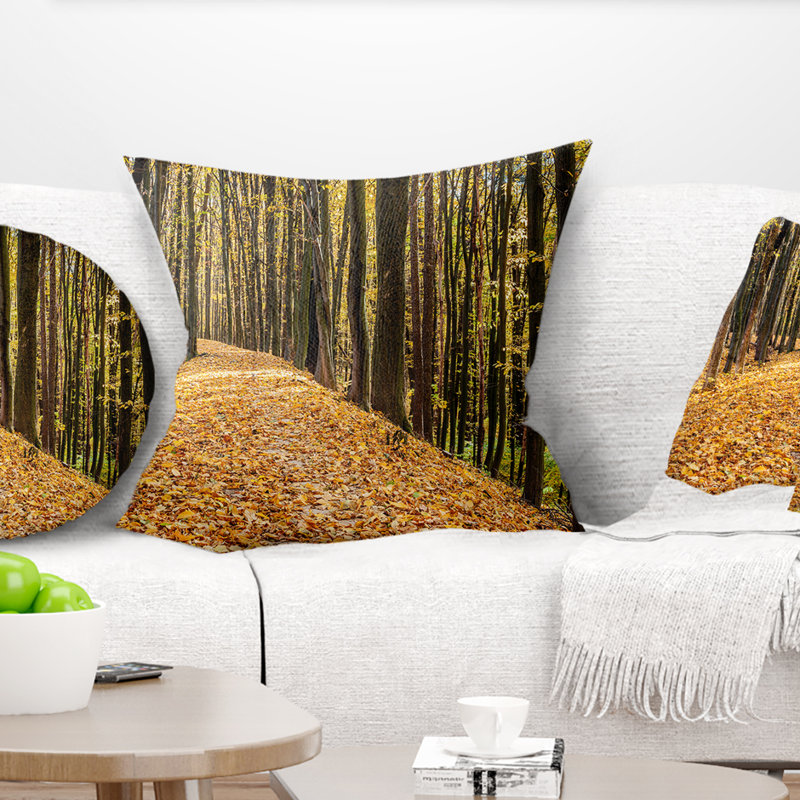 Dense Autumn Forest Woods - Coussin imprimé forêt, 16 po x 1 po, Coussin décoratif