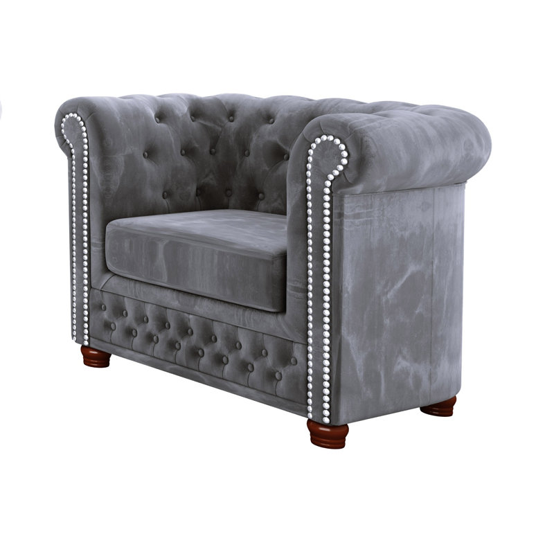  Chesterfield Armchair, Grey