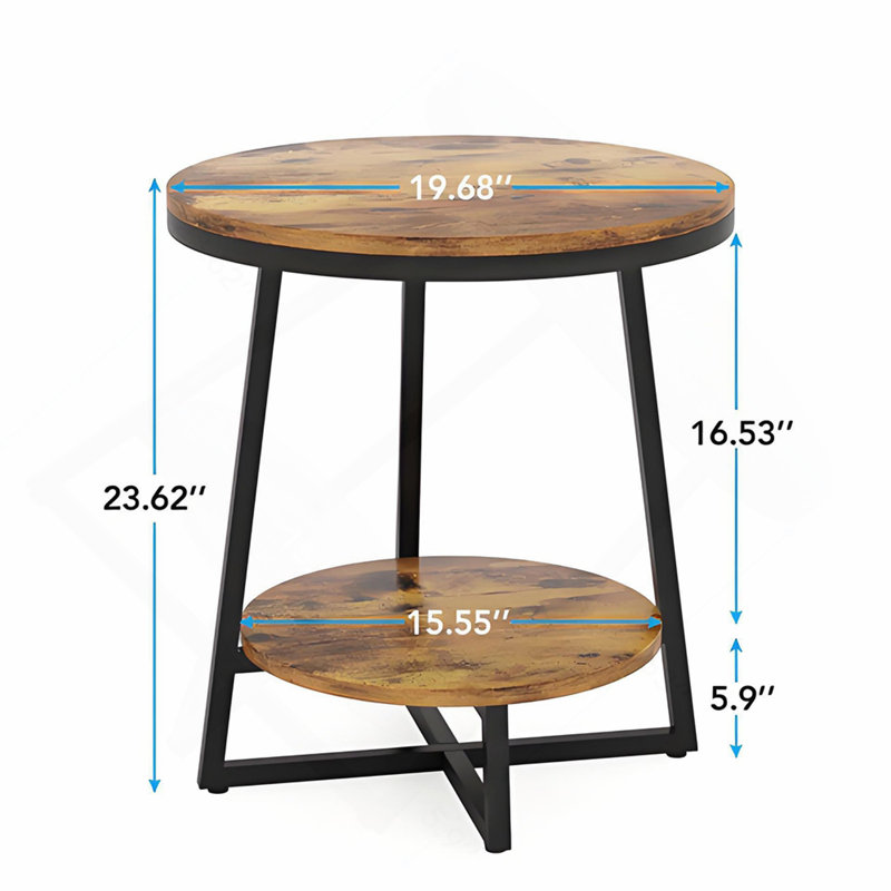 Modern Side Table,Rustic End Table,Round Coffee Table