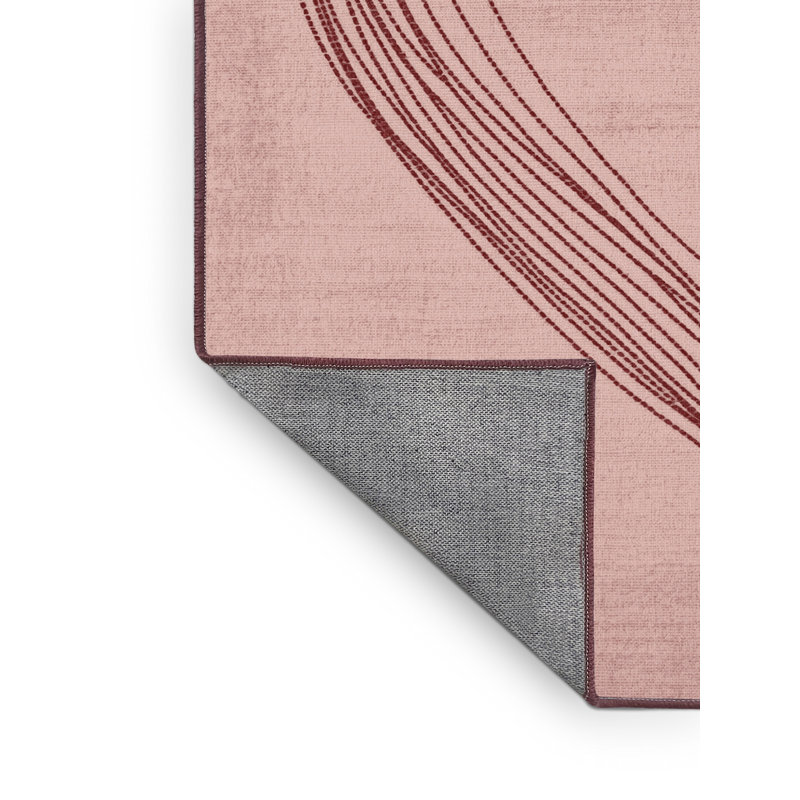 Tapis rose moderne et contemporain lavable à la machine à motif abstrait roses et roses Artesian, 2 pi x 3 pi