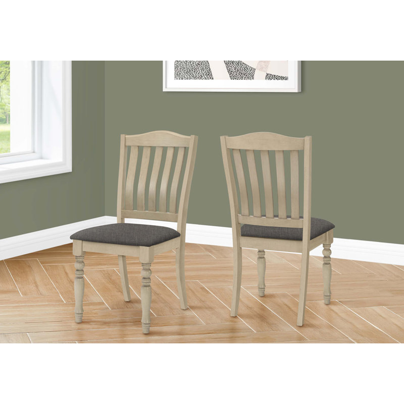 Chaise de salle à manger, ensemble de 2, rembourrée, salle à manger, cuisine, côté, tissu, pieds en bois, transitionnel