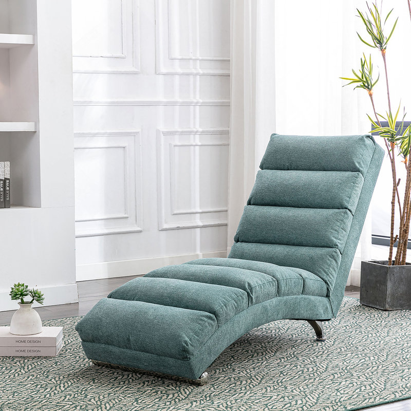 Chaise longue en lin, chaise longue moderne pour bureau ou salon, Sarcelle