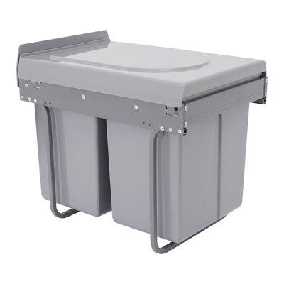 8.8Gal Pullout Kitchen Waste Bin Double Sliding Recycling Garbage Trash Can for Cabinet Pull-Out Under Sink Recycle Waste Bin with Smooth Silent Slides for Home Kitchen Restaurant(Grey)