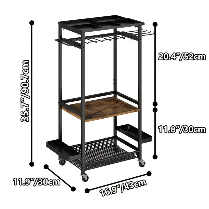 Heavy Duty Metal Garage Organizer with Wheels - Workshop Tool Storage Rack for Tools and Accessories, Black