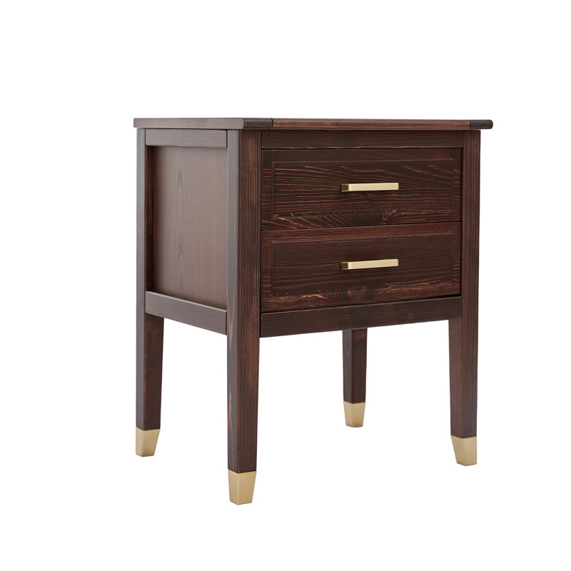 Cormac 50cm W Solid + Manufactured Wood Bedside Table, Brown