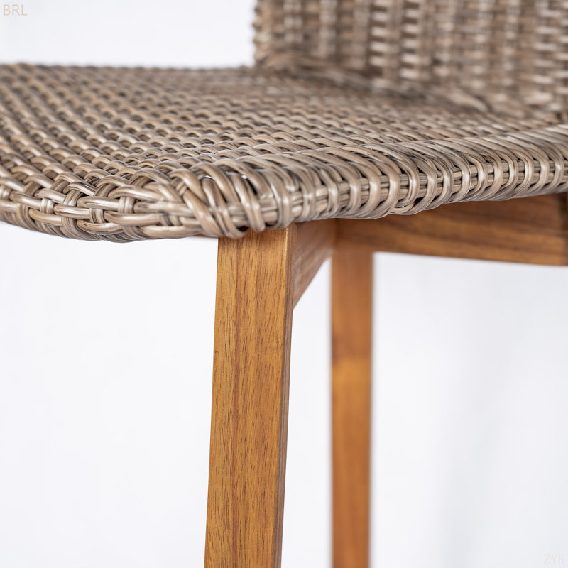 Tabouret de bar d'extérieur, bois fini teck, ensemble de 2, Marron clair