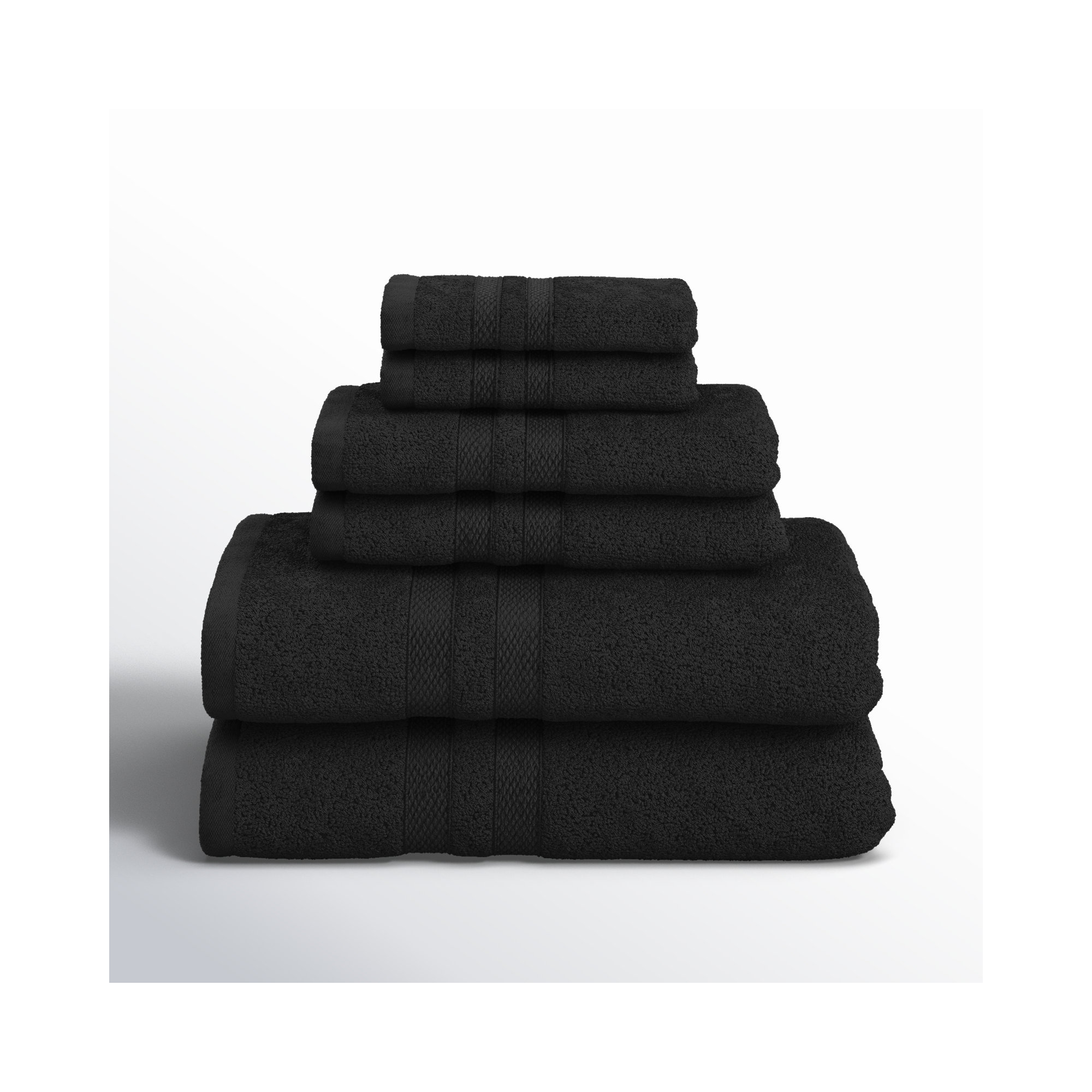 Amoy Soft 6 Piece 100% Cotton Towel Set, Black