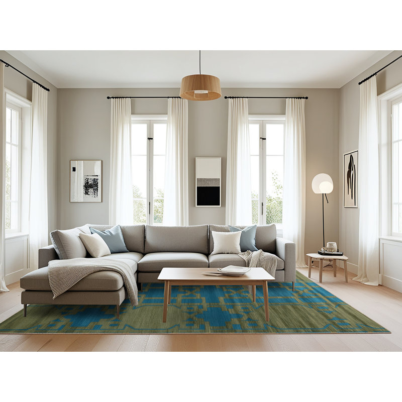 Tapis brun treillis lavable à la machine, Rectangulaire 8 pi x 10 pi