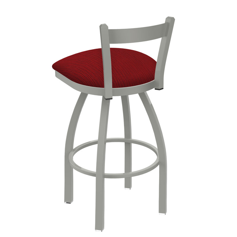 821 Catalina Low Back Swivel Bar Stool, Anodized Nickel, Counter Stool (25" Seat Height), Graph Ruby