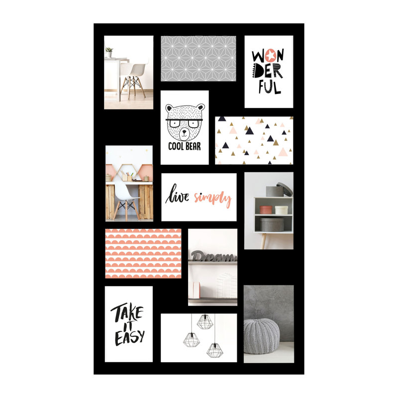Praxedis Collage Picture Frame for 13 photos 10x15cm, Black, Black