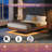 Walnut Queen Floating Bed Frame with LED Lights, Wave Curve Wood Texture, and Heavy Duty Metal Slats - No Box Spring Needed