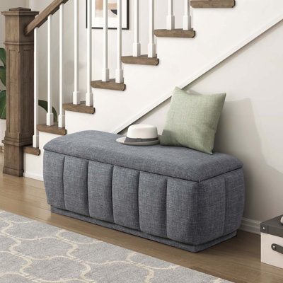 Banc de rangement rembourré en tissu avec structure en contreplaqué moderne avec siège rembourré en mousse sans assemblage requis