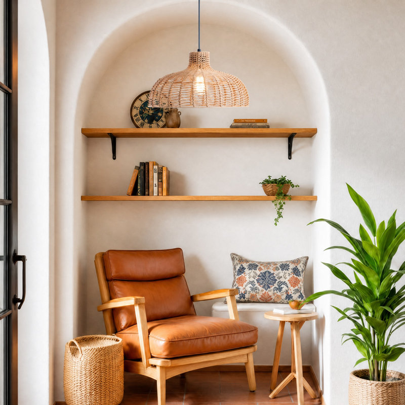 Luminaire suspendu en forme de dôme à 1 lumière avec accents de corde