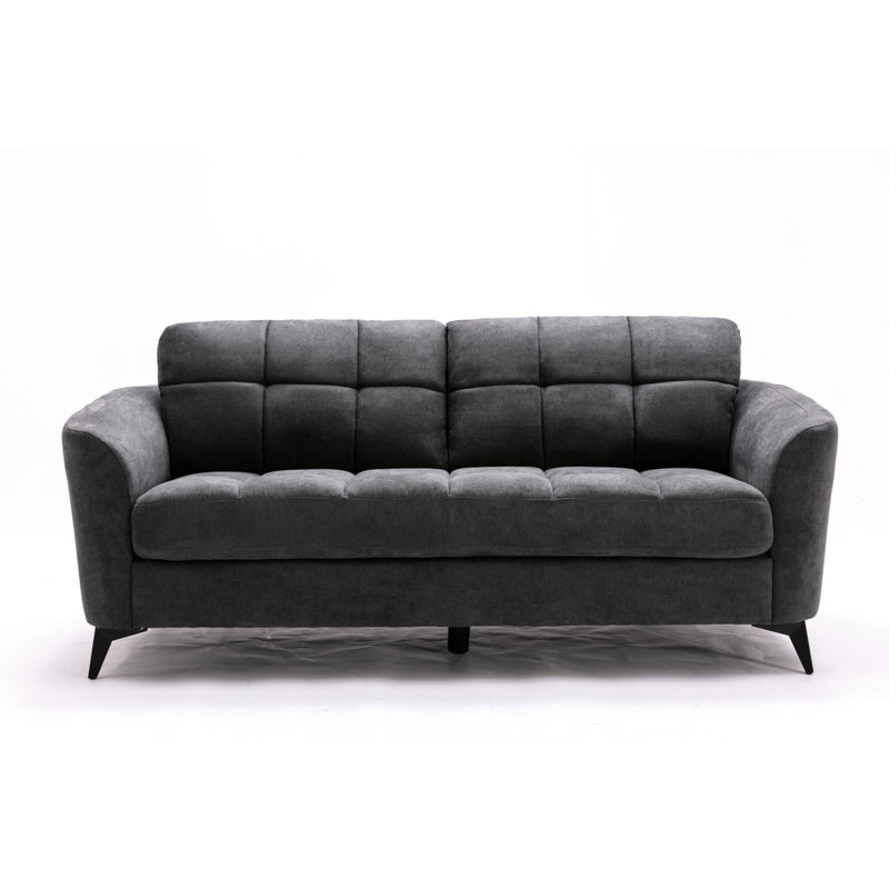 Gris avec coussins 79 po, profondeur d'assise 21,5 po, velours, ressorts ensachés gris 79 po, coussin, hauteur d'accoudoir 22 po, 19,5 po