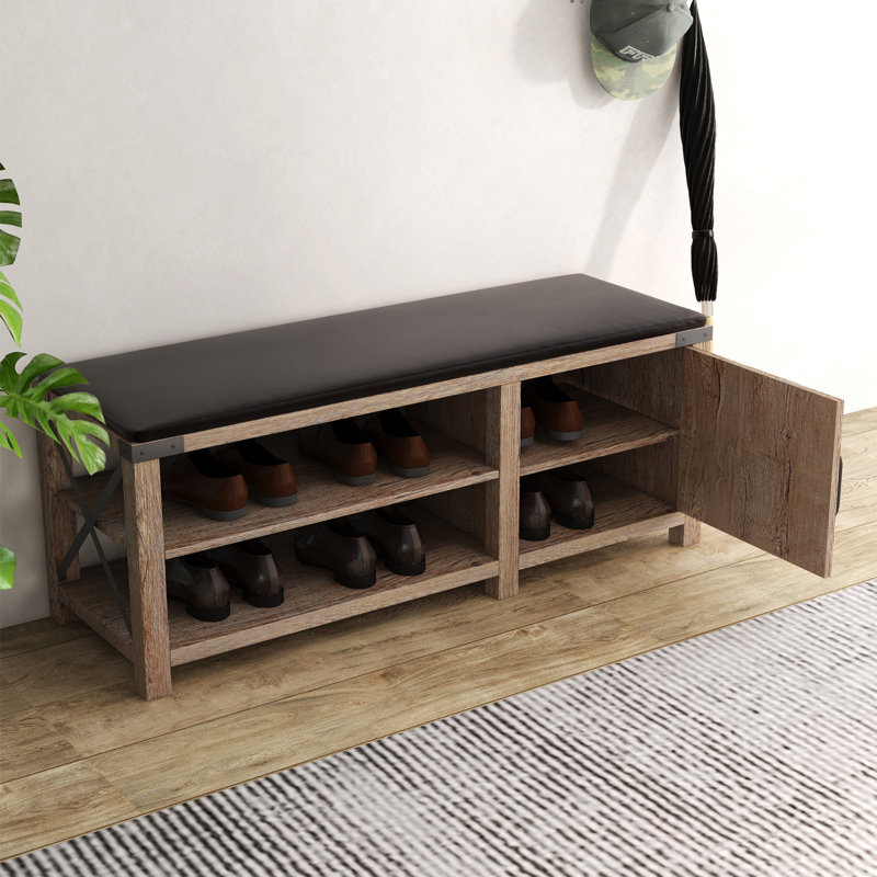 Banc de rangement, banc d'entrée, bancs Semeka, Brun