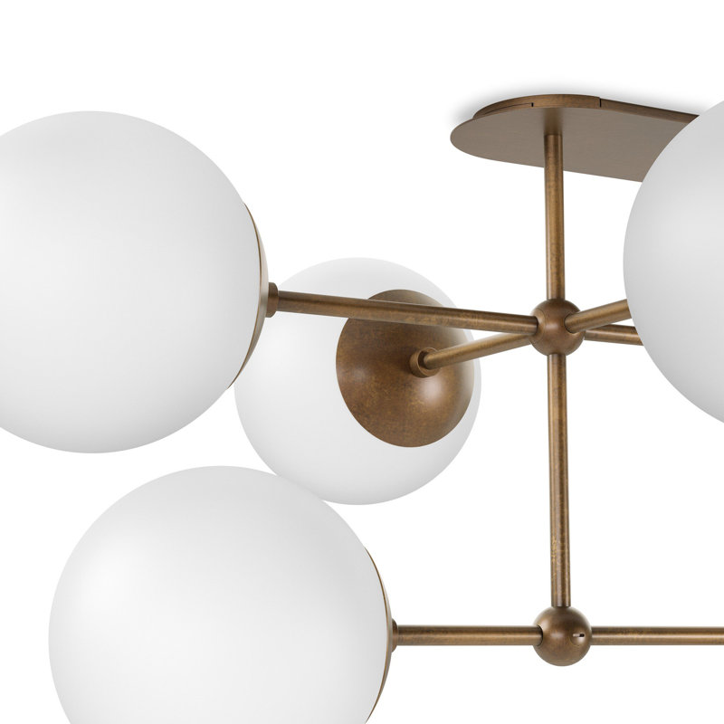 Armstrong Small Linear Chandelier-Black Gunmetal, Heritage Bronze Brass, Opal Matte Glass