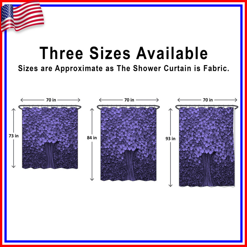 Rideaux de douche mauve à motif floral extra long, L 70 po x H 72 po