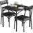 3-Piece Dining Table Set for 2 with Upholstered Chairs, Modern Square Kitchen Table for Apartment, Small Dining Room, Black-1623263258