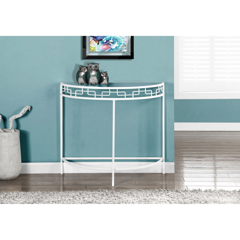 Modern Console Table: White Metal And Tempered Glass For A Comfortable Living Area Bedroom Console: Contemporary With Sleek