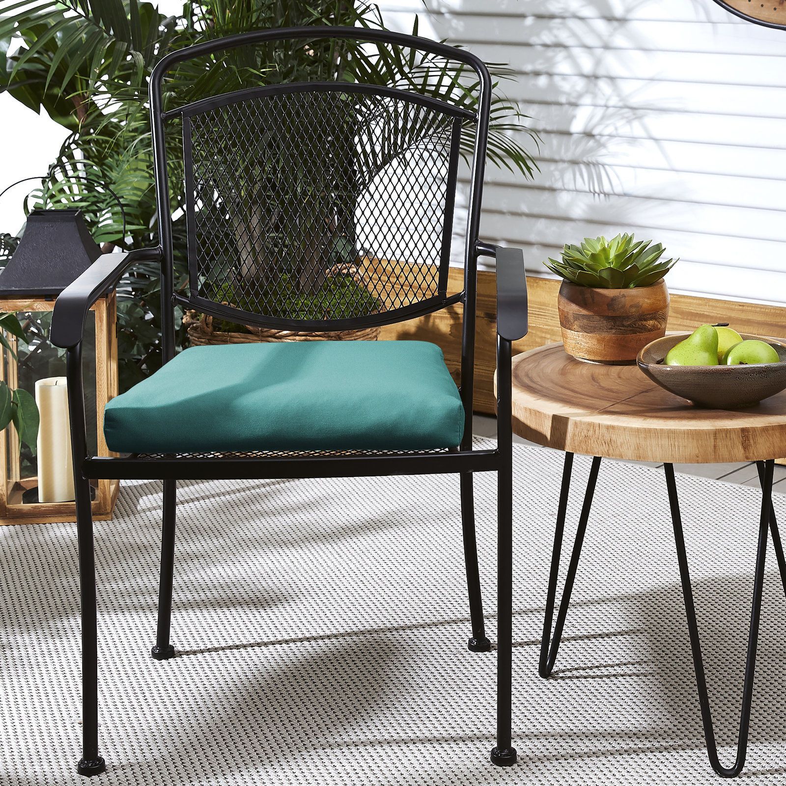 Kisha Sunbrella Outdoor Dining Chair Cushion, Aqua Blue