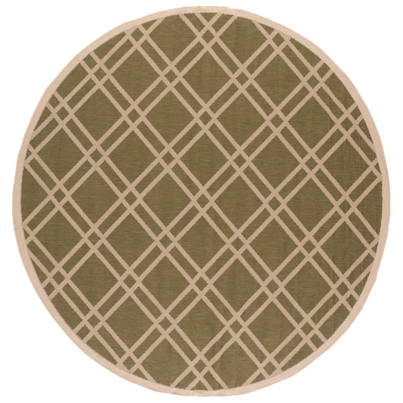 Tapis d'intérieur / extérieur beige Arneshia, Rond 7 pi 1 po